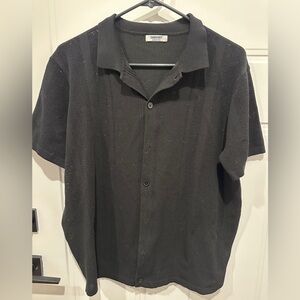 Coofandy Men's Knit Black Short Sleeve Button-Down Polo